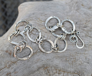 Solid Silver Chain Bracelet Handcrafted Thick Link Pure Silver 8326