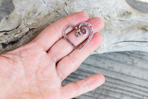 Metal Heart Component. Pure Copper Heart Charm. Handcrafted.
