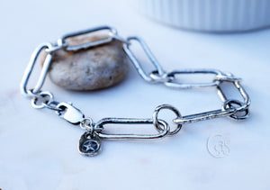 Pure Silver Chain Bracelet. Chunky All Silver Handcrafted Chain. Specialty Chain Bracelet. Handcrafted Boho Style Jewelry.