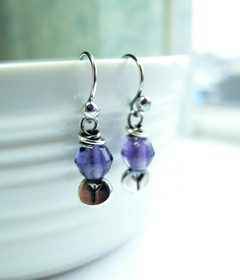 Rune Charm Earrings. Viking Woman Norse Jewelry. Pure Silver Dangles.