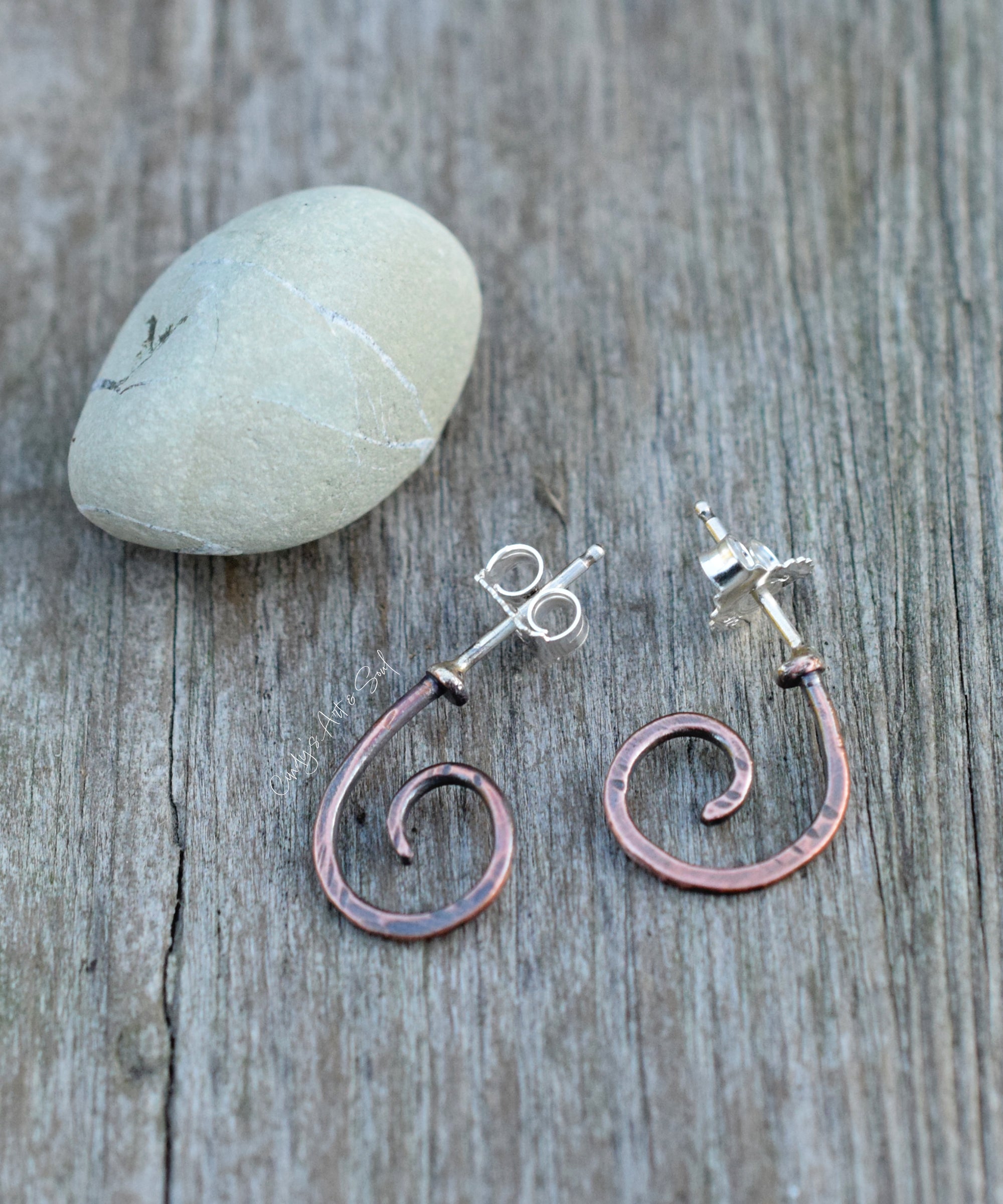 Copper Spiral Stud Earrings — Memory of Water