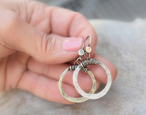 Pure Wrapped Silver Hoop Earrings. Pure Fine Silver Hoops. 052503