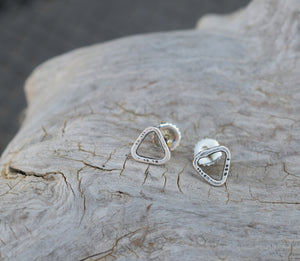 Triangle Post Stud Earrings. Fine Silver Jewelry. Minimalst Jewelry. 64193