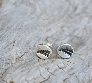 Silver Nugget Post Earrings. Leafy Fern Nature Jewelry. 11179