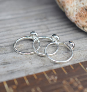 Fine Silver Full Moon Ring Multiple Sizes Pure Silver Hand Forged Shiny Ring
