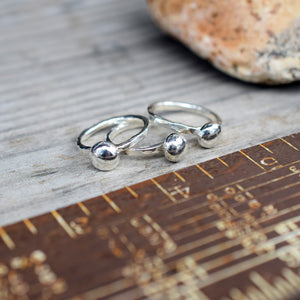 Fine Silver Moon Rock Ring Multiple Sizes Pure Silver Hand Forged Shiny Rings