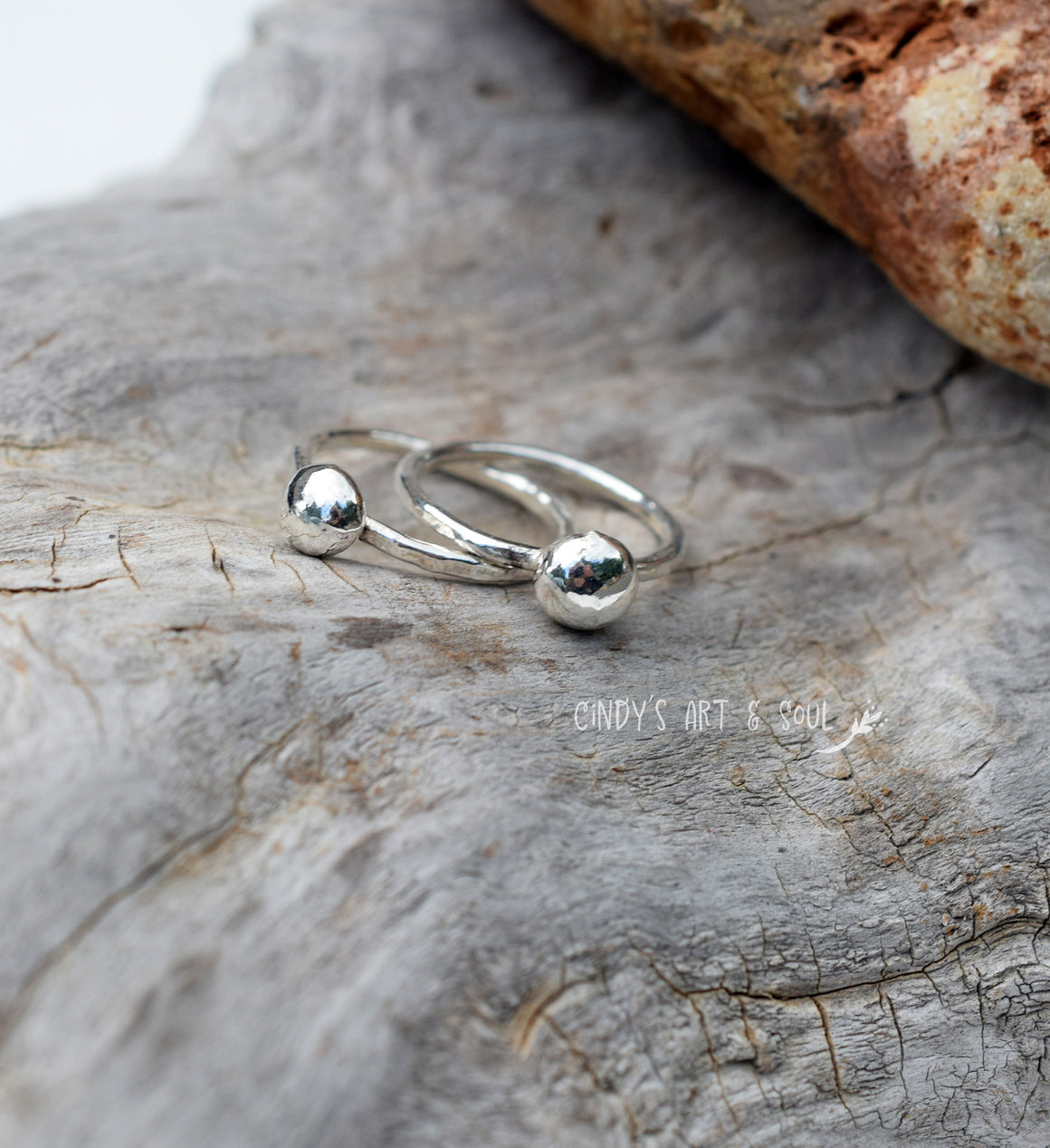 Fine Silver Full Moon Ring Size 6 Pure Silver Hand Forged Shiny Rings