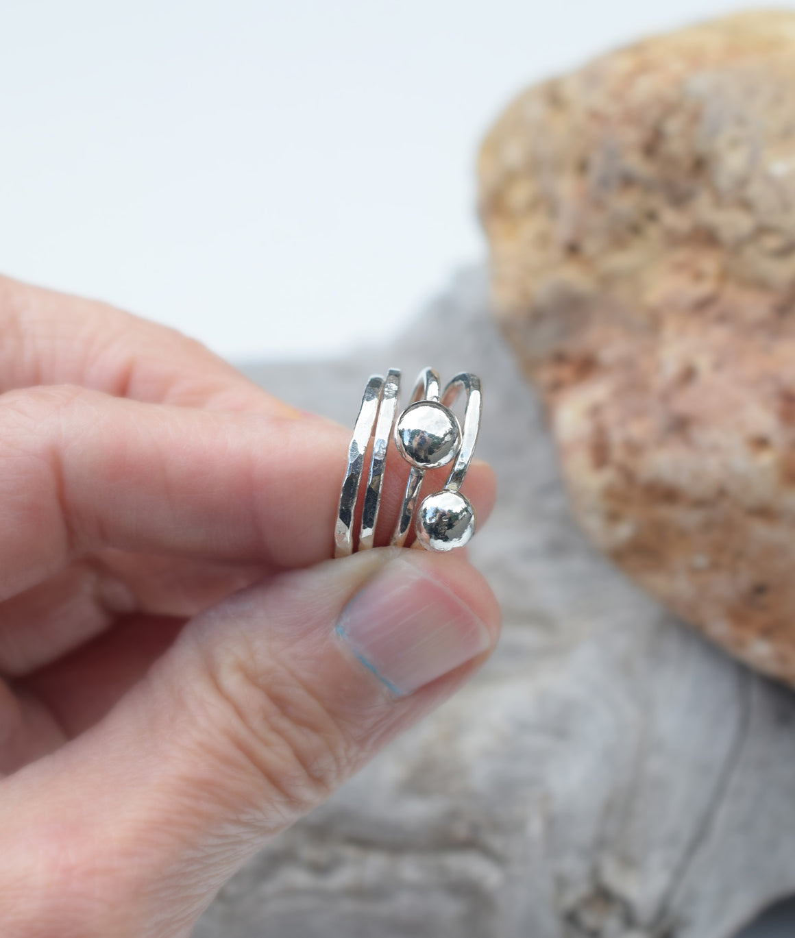 Fine Silver Full Moon Ring Size 6 Pure Silver Hand Forged Shiny Rings