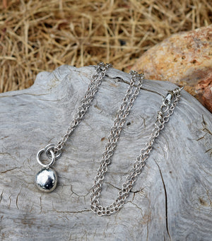 Moon Rock Solid Silver Drop Pendant Necklace Handmade Jewelry
