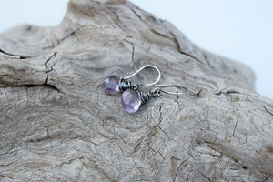 Amethyst Gemstone Earrings. Purple Stone Briolette jewelry. Cindy's Art & Soul 7291