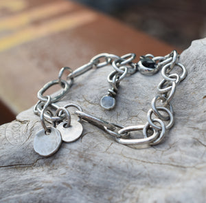 Pure Silver Chain Bracelet Handcrafted Link Chain Fine Silver 824162