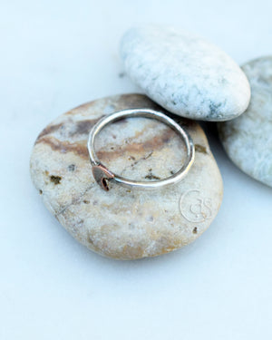 Copper Crescent Moon Fine Silver Ring. Moon Jewelry. Boho-Style Ring. Custom Ring. 112532
