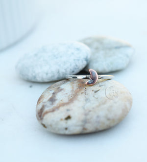 Copper Crescent Moon Fine Silver Ring. Moon Jewelry. Boho-Style Ring. Custom Ring. 112532