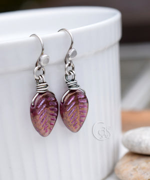 Boho Style Earrings Fine Silver Earrings Mulberry Leaf Dangles Handcrafted Bohemian Jewelry