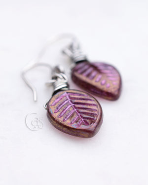 Boho Style Earrings Fine Silver Earrings Mulberry Leaf Dangles Handcrafted Bohemian Jewelry