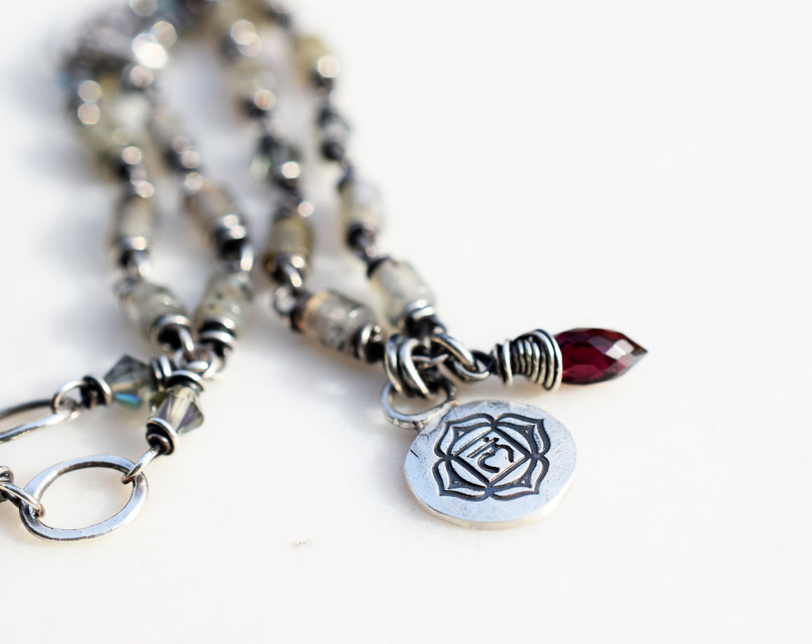 Root Chakra Necklace Chakra Jewelry. Muladhara Red Root Chakra Pure Silver
