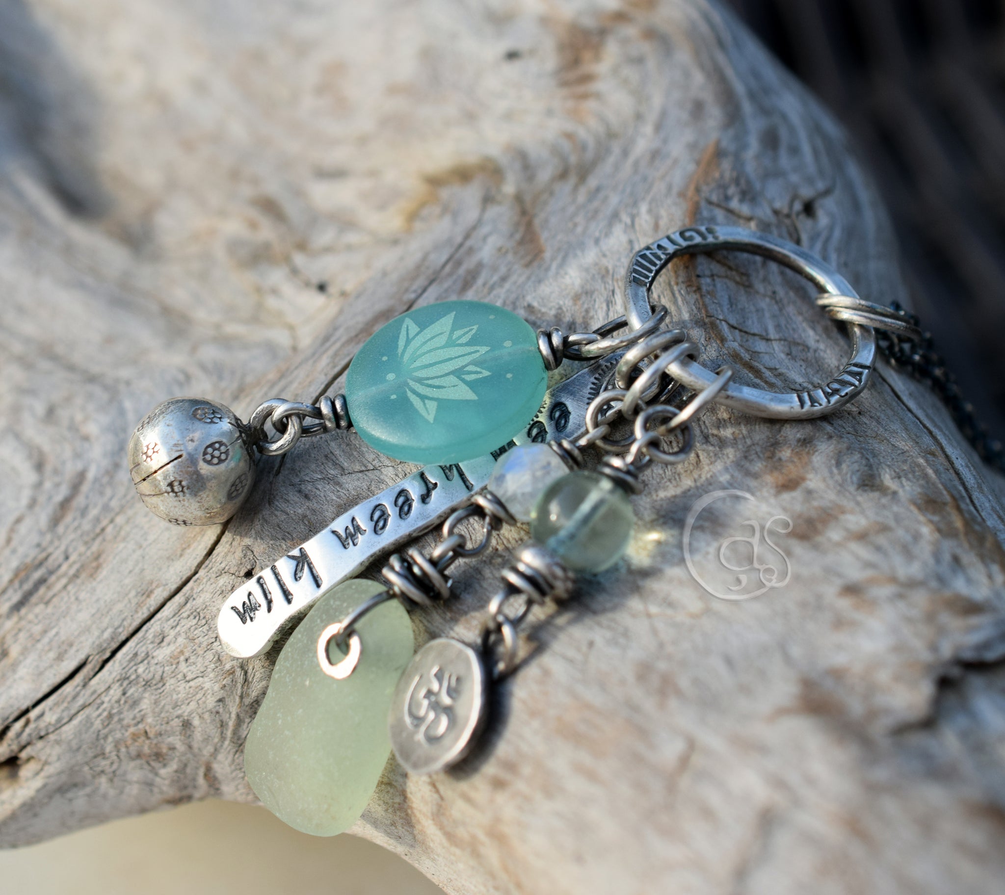 Silver Lotus Charm Necklace Mantra Charms Silver Yoga Jewelry Cindy s Art Soul