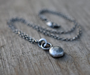 Handcrafted Pure Silver Drop Pendant Necklace - Full Moon Design, Solid Silver, Minimalist Style, Handmade Jewelry