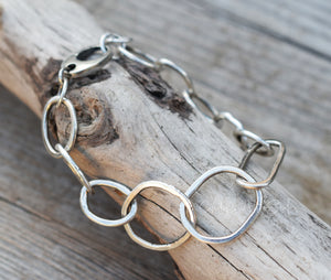 Handcrafted Fine Silver Bracelet. Freeform Silver Rings Bracelet. Fine Silver Jewelry.