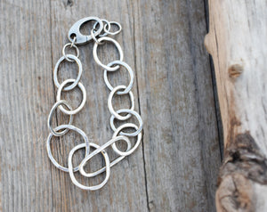 Handcrafted Fine Silver Bracelet. Freeform Silver Rings Bracelet. Fine Silver Jewelry.