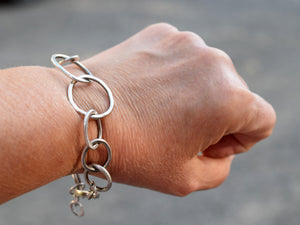 Handcrafted Fine Silver Bracelet. Freeform Silver Rings Bracelet. Fine Silver Jewelry.
