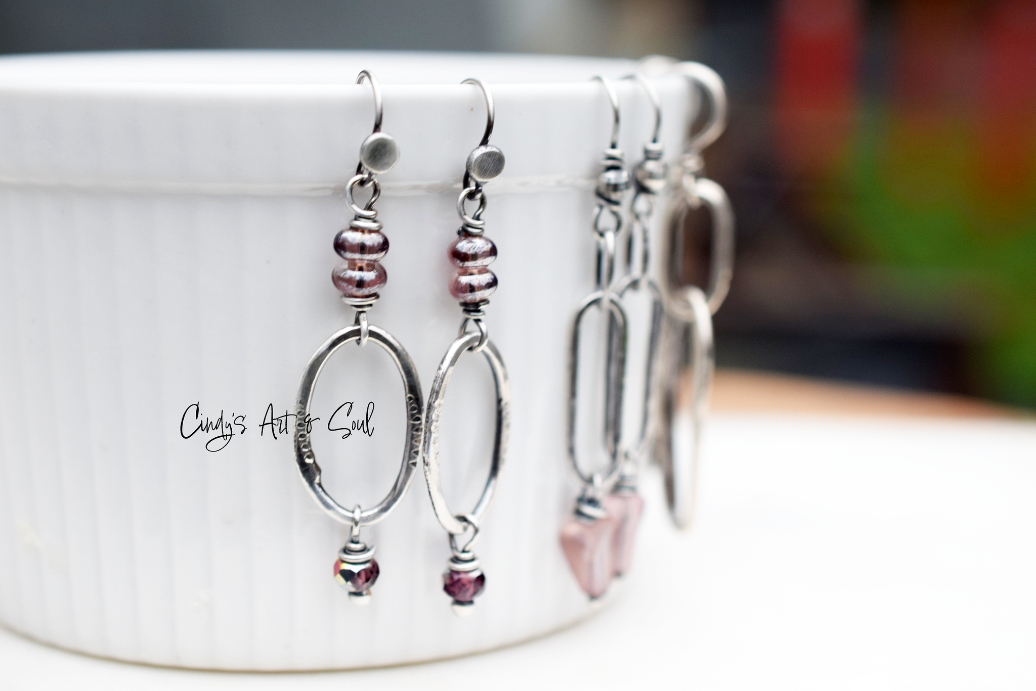 GENUINE PANDORA SILVER 925 drop dangle compose earrings with amethyst and  hooks £62.00 - PicClick UK