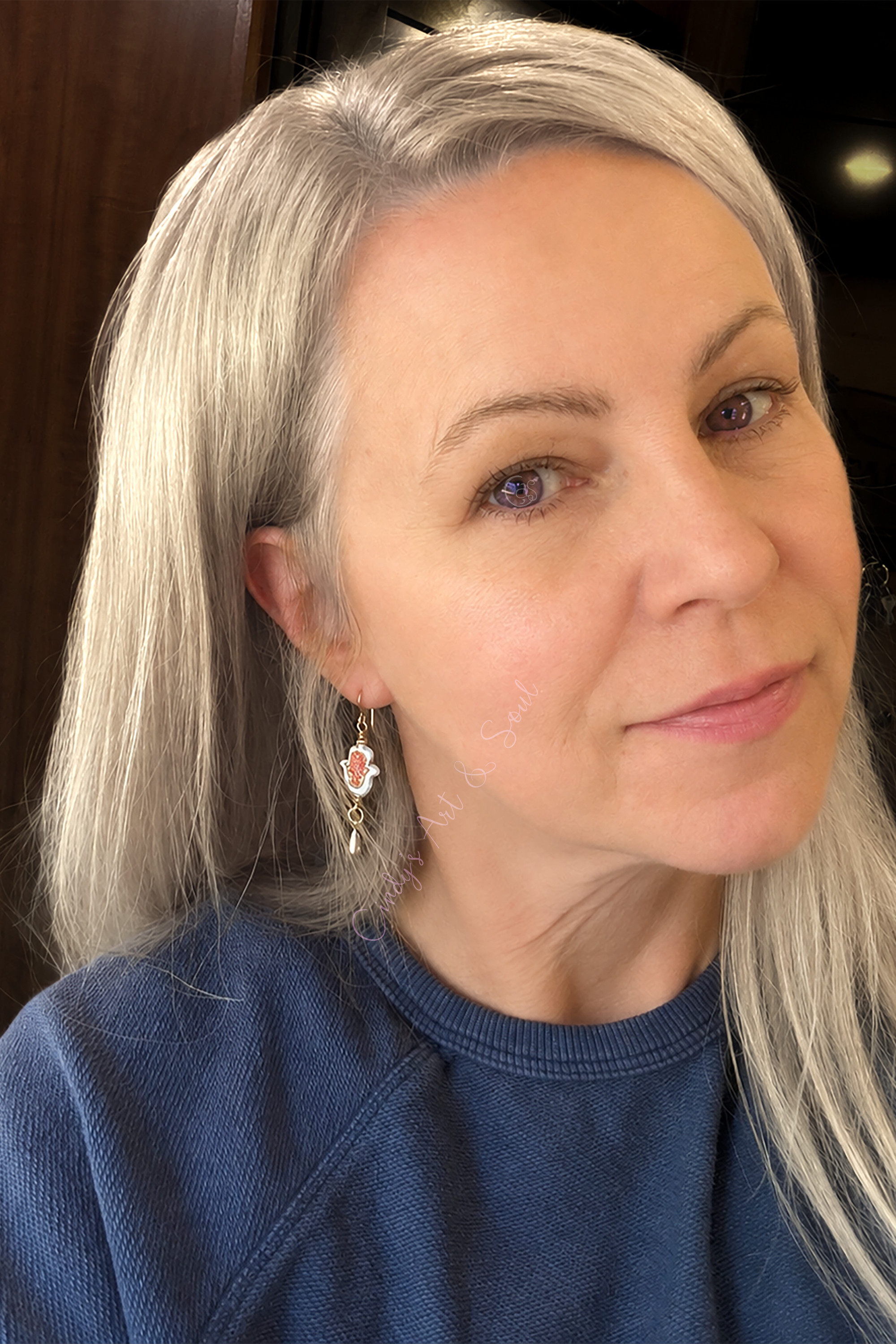 Hamsa Hand Czech Glass Earrings, Golden Brass & Teardrop Dangles
