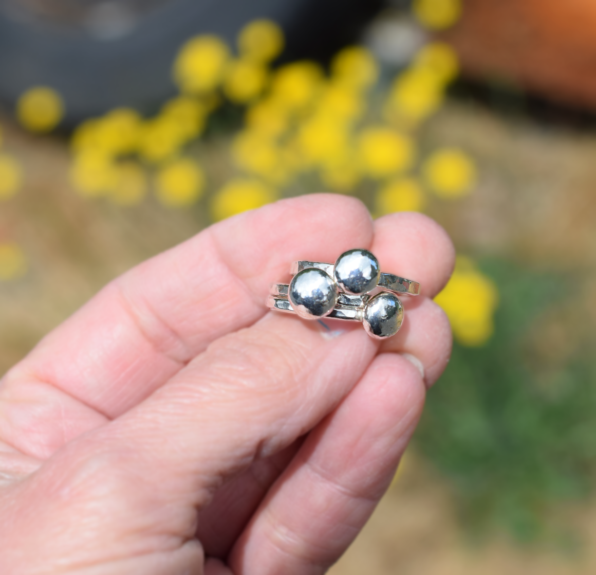 Fine Silver Full Moon Ring Multiple Sizes Pure Silver Hand Forged Shiny Ring