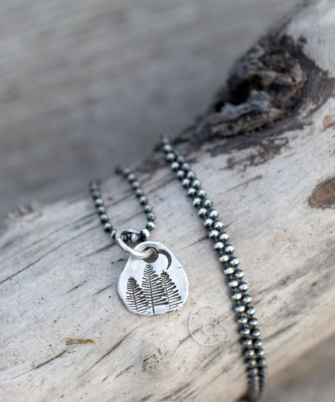 Forest Moon Solid Silver Charm Pendant. Handcrafted Jewerly.