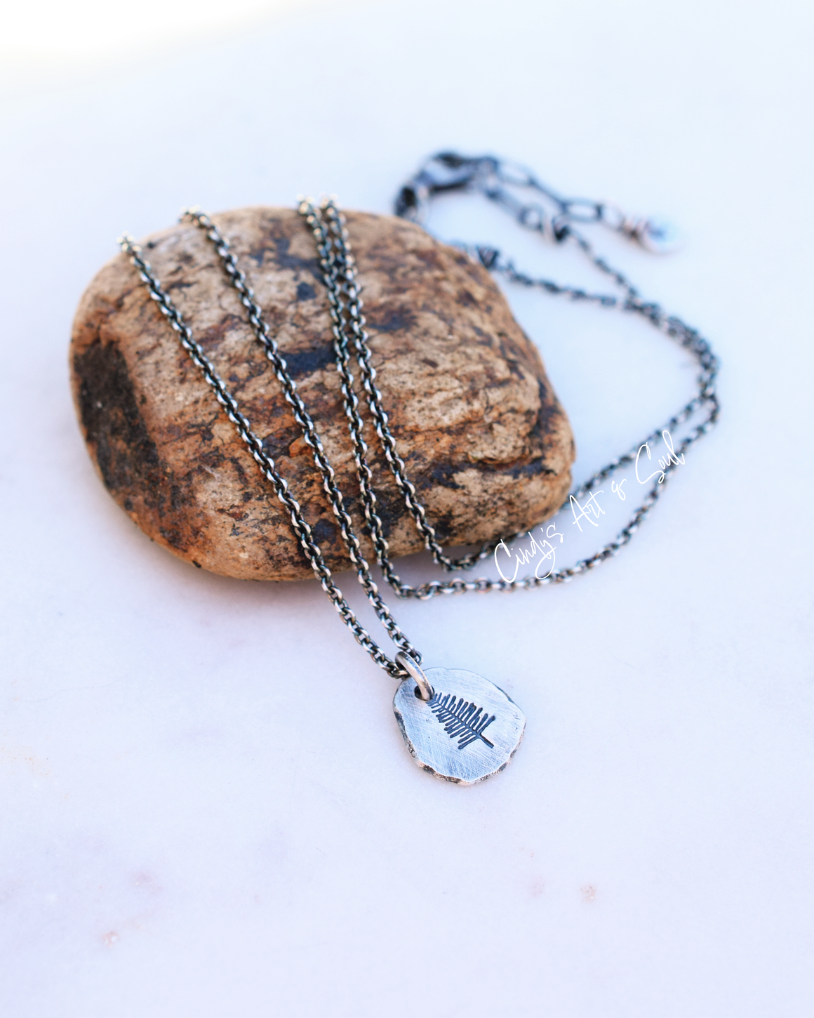 Tree Necklace. Pure Silver Charm Necklace. Rustic. Earthy. PNW Forest Style. Handmade Jewelry.