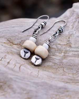 Algiz Rune Earrings. Silver Runic Jewelry. Elder Futhark Germanic Runes. Viking Runes.