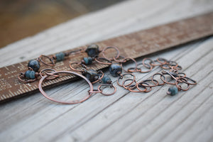 Handcrafted Chain Necklace Beaded Rusty Blue Ceramic Chain Necklace