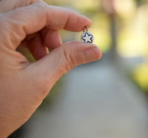 Star Charm of Sterling Silver with Loop Bail.