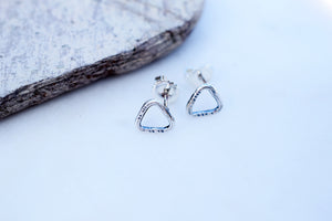 Triangle Post Stud Earrings. Fine Silver Jewelry. Minimalst Jewelry. 64193