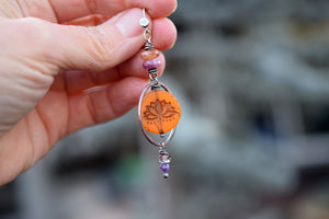 Colorful Bohemian earrings with Gemstones and Lotus Beads. 