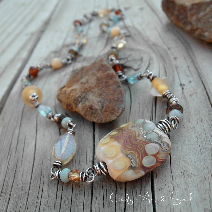 Artisan Lampwork Beaded Necklace by Cindy's Art & Soul 