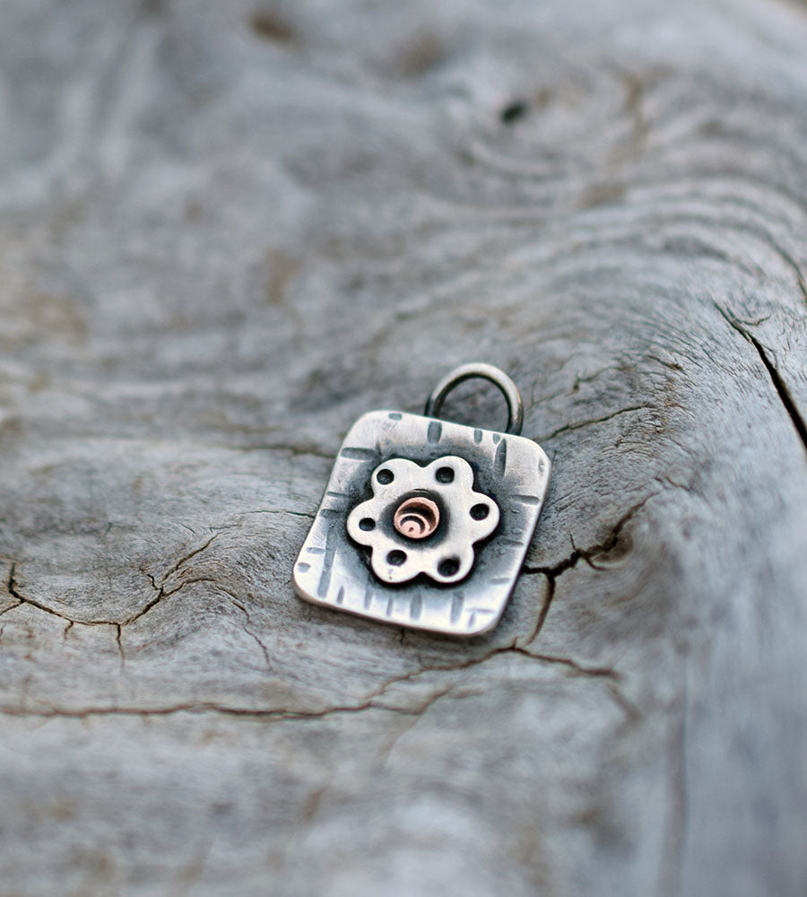 Flower Charm with Copper Rivet Center
