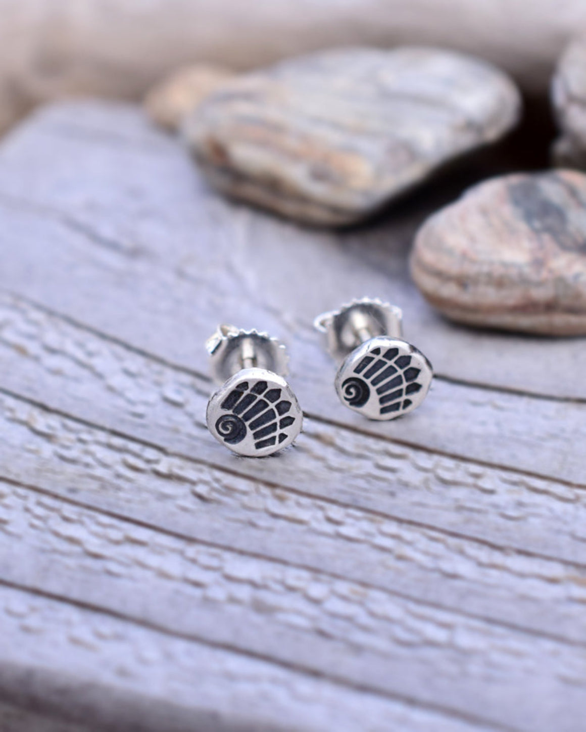 Feather Motif Fine Silver Post Earrings, Minimalist