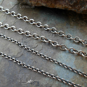 Sterling Silver Chain Size Comparison
