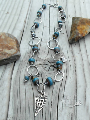 Heart Home Necklace Fine Silver + Ceramic
