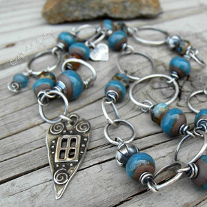 Heart in Home Handmade ceramic beaded chain necklace. 