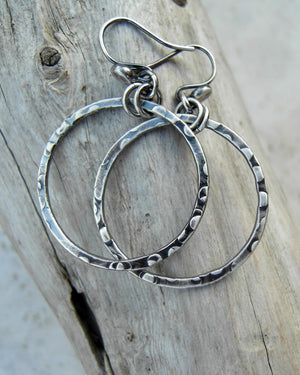 Pure silver hoop earrings. Handmade silver jewelry. Designer earrings by Cindy's art & soul Jewelry.