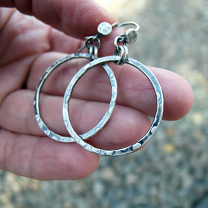 Pure silver hoop earrings. Handmade silver jewelry. Designer earrings by Cindy's art & soul Jewelry.