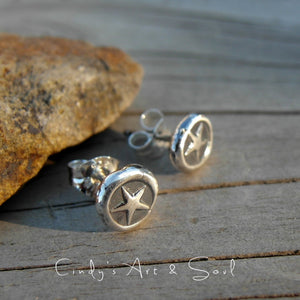 Silver Star Stud Post Earrings. Medium 6mm Pure Silver Post Earrings.