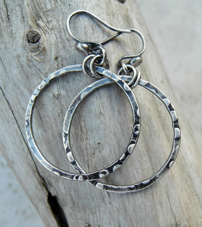 Pure silver hoop earrings. Handmade silver jewelry. Designer earrings by Cindy's art & soul Jewelry.