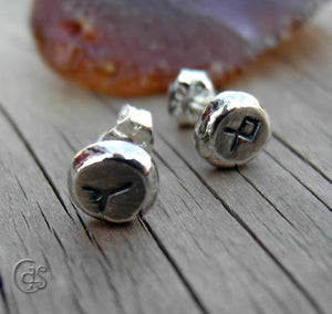 Rune Earrings. Runic Jewelry. Silver Runes. Elder Futhark Rune Post Earrings. Handcrafted Runes.
